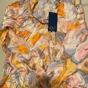 Italian silk tie front blouse